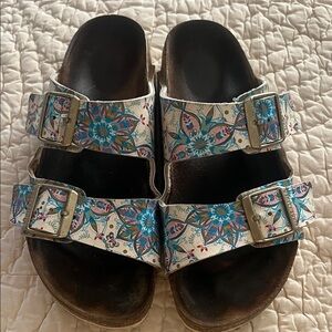 Women's Birkenstock Floral-print Double Buckle Slide Sandals